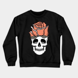 Skull with Rose Vintage Retro Crewneck Sweatshirt